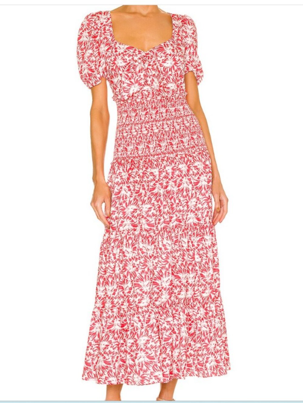 LIKELY Avra Red Floral Tie-Front Midi Dress - EXCELLENT CONDITION